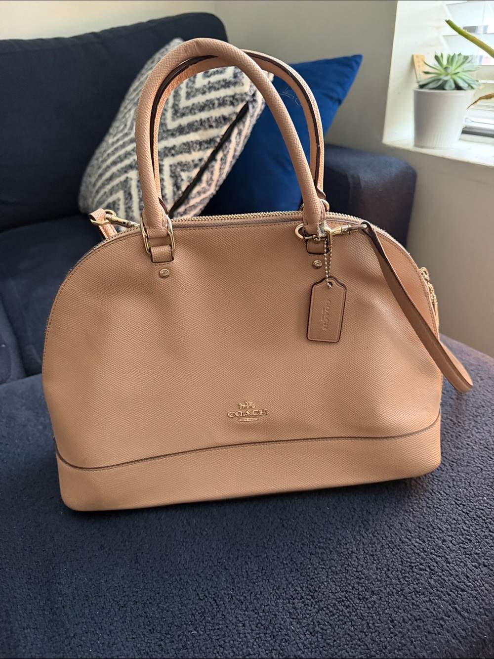 Coach Dome Satchel in Tan Leather